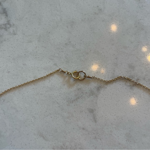 A Initial Disc Pendant Necklace - Gold with Pave Diamonds Letter A - Picture 4 of 5